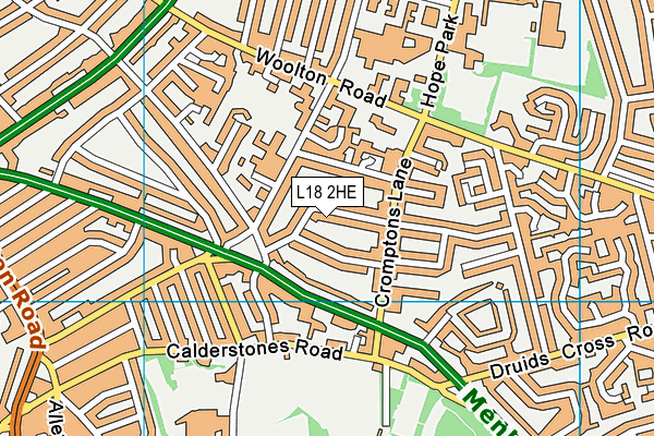L18 2HE map - OS VectorMap District (Ordnance Survey)