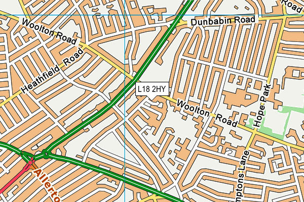L18 2HY map - OS VectorMap District (Ordnance Survey)