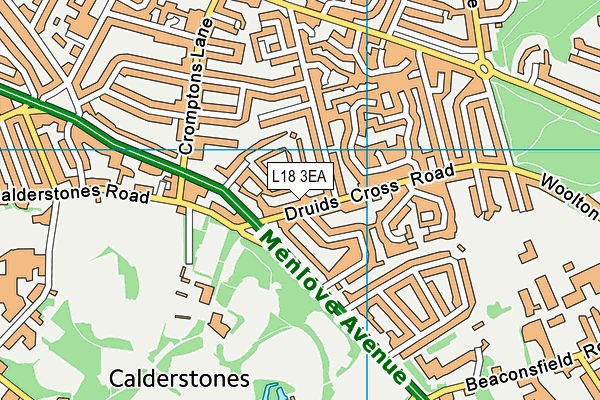 L18 3EA map - OS VectorMap District (Ordnance Survey)