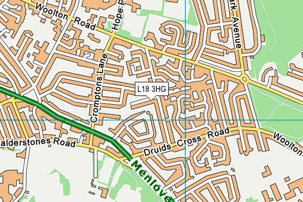 L18 3HG map - OS VectorMap District (Ordnance Survey)