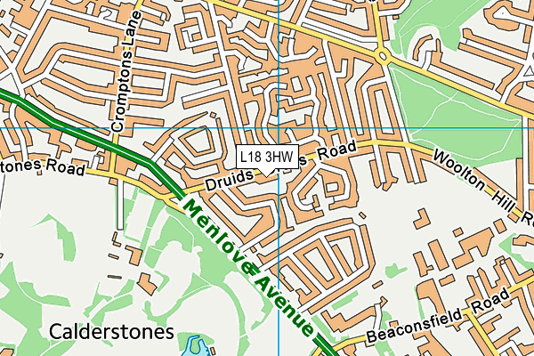 L18 3HW map - OS VectorMap District (Ordnance Survey)
