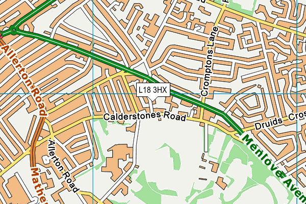 L18 3HX map - OS VectorMap District (Ordnance Survey)
