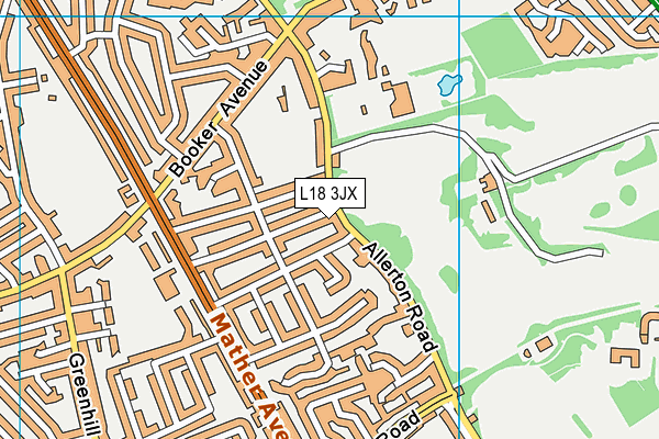 L18 3JX map - OS VectorMap District (Ordnance Survey)