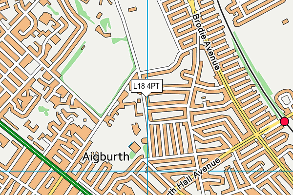 L18 4PT map - OS VectorMap District (Ordnance Survey)