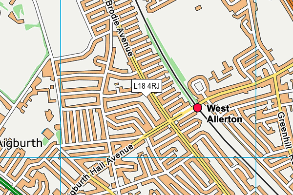 L18 4RJ map - OS VectorMap District (Ordnance Survey)