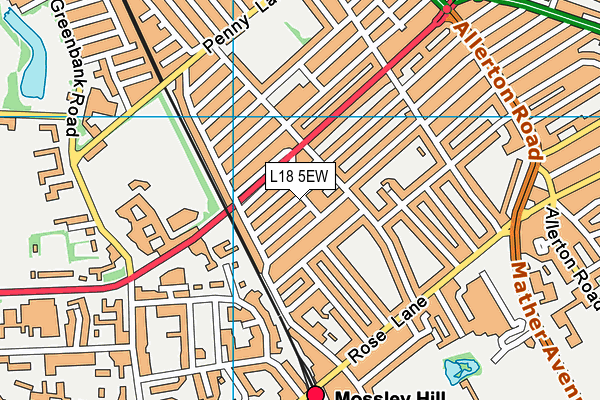 L18 5EW map - OS VectorMap District (Ordnance Survey)