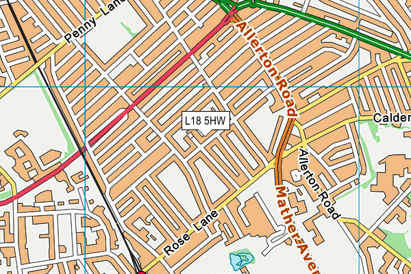 L18 5HW map - OS VectorMap District (Ordnance Survey)