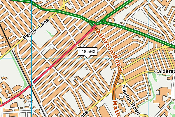 L18 5HX map - OS VectorMap District (Ordnance Survey)