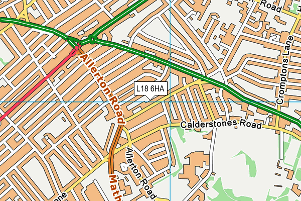 L18 6HA map - OS VectorMap District (Ordnance Survey)