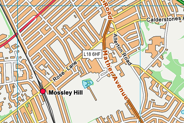 University Of Liverpool Sports Ground (Wyncote) map (L18 6HF) - OS VectorMap District (Ordnance Survey)