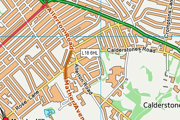 L18 6HL map - OS VectorMap District (Ordnance Survey)