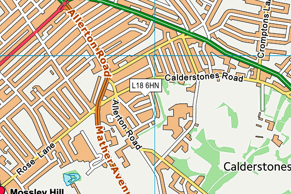 L18 6HN map - OS VectorMap District (Ordnance Survey)