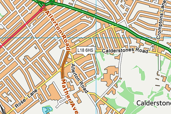 L18 6HS map - OS VectorMap District (Ordnance Survey)