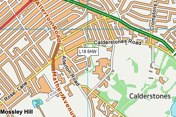 L18 6HW map - OS VectorMap District (Ordnance Survey)