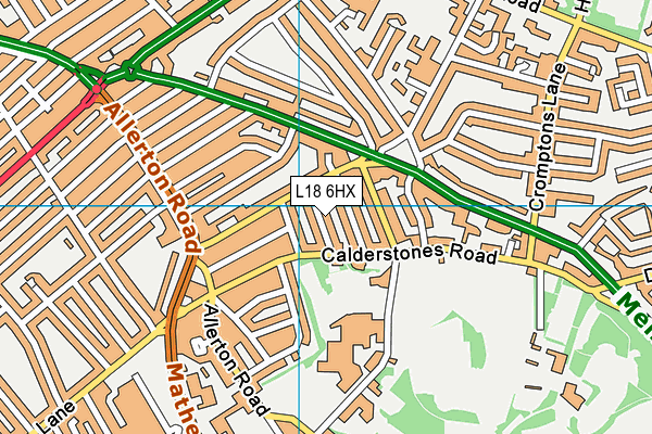 L18 6HX map - OS VectorMap District (Ordnance Survey)