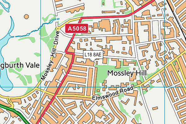 L18 8AE map - OS VectorMap District (Ordnance Survey)