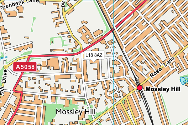 L18 8AZ map - OS VectorMap District (Ordnance Survey)