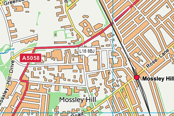 L18 8BJ map - OS VectorMap District (Ordnance Survey)