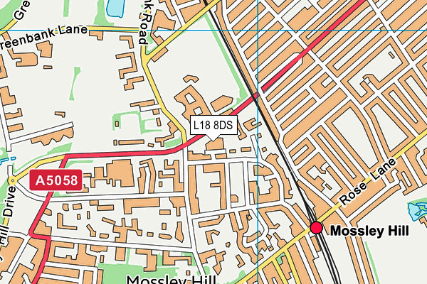 L18 8DS map - OS VectorMap District (Ordnance Survey)