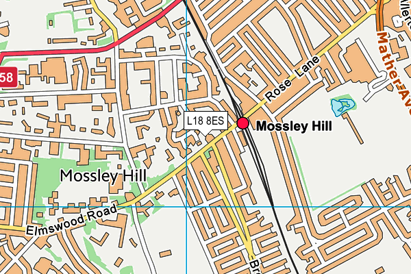 L18 8ES map - OS VectorMap District (Ordnance Survey)