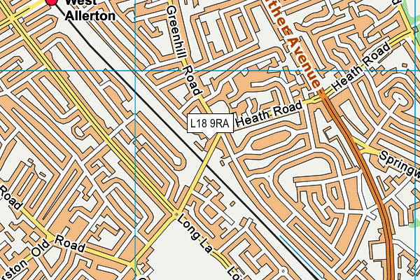 L18 9RA map - OS VectorMap District (Ordnance Survey)