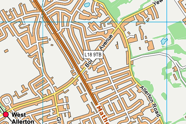 L18 9TB map - OS VectorMap District (Ordnance Survey)
