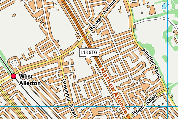 L18 9TG map - OS VectorMap District (Ordnance Survey)