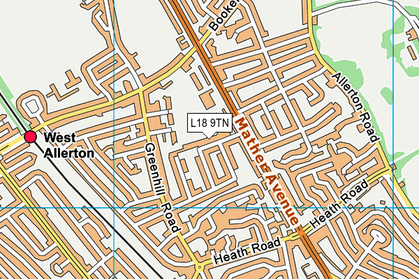 L18 9TN map - OS VectorMap District (Ordnance Survey)