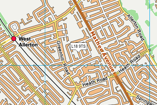 L18 9TS map - OS VectorMap District (Ordnance Survey)