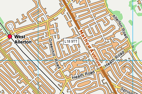 L18 9TT map - OS VectorMap District (Ordnance Survey)
