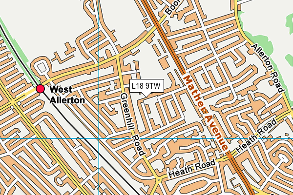 L18 9TW map - OS VectorMap District (Ordnance Survey)