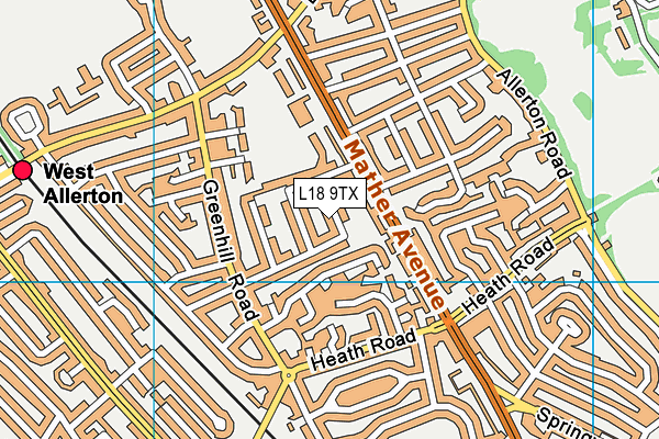 L18 9TX map - OS VectorMap District (Ordnance Survey)