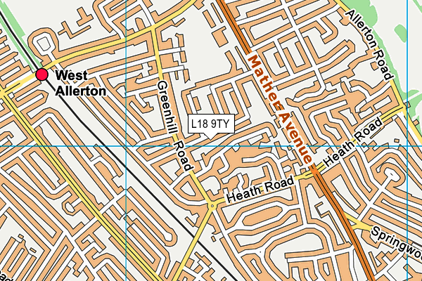 L18 9TY map - OS VectorMap District (Ordnance Survey)