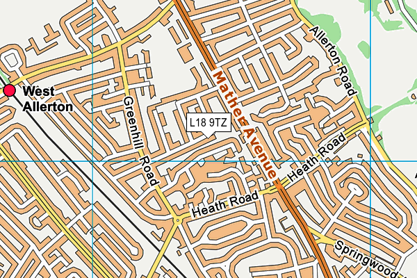 L18 9TZ map - OS VectorMap District (Ordnance Survey)