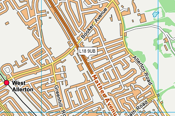 L18 9UB map - OS VectorMap District (Ordnance Survey)