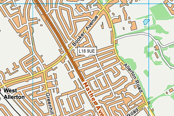 L18 9UE map - OS VectorMap District (Ordnance Survey)