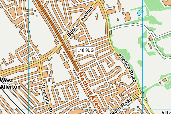 L18 9UG map - OS VectorMap District (Ordnance Survey)