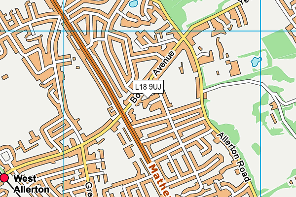 L18 9UJ map - OS VectorMap District (Ordnance Survey)