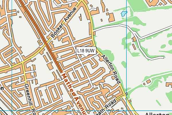 L18 9UW map - OS VectorMap District (Ordnance Survey)