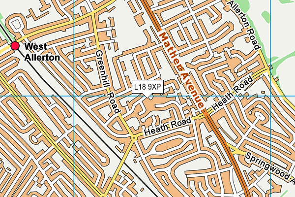 L18 9XP map - OS VectorMap District (Ordnance Survey)