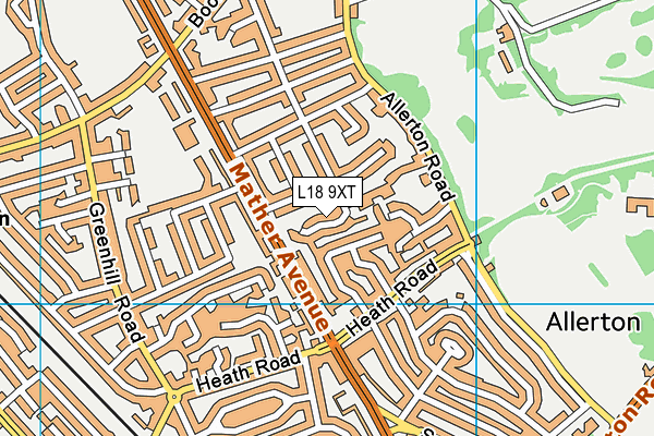 L18 9XT map - OS VectorMap District (Ordnance Survey)