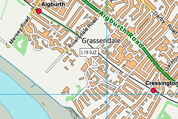 L19 0JZ map - OS VectorMap District (Ordnance Survey)