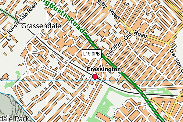 L19 0PB map - OS VectorMap District (Ordnance Survey)