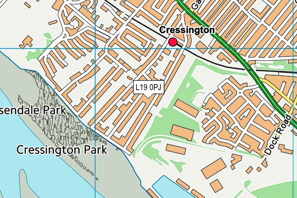 L19 0PJ map - OS VectorMap District (Ordnance Survey)