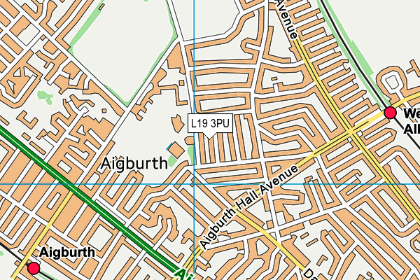 L19 3PU map - OS VectorMap District (Ordnance Survey)