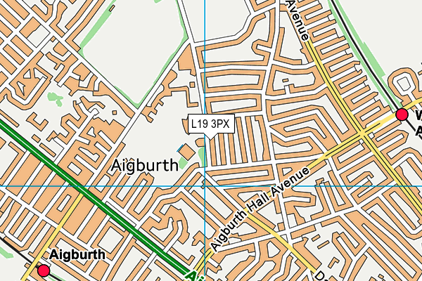 L19 3PX map - OS VectorMap District (Ordnance Survey)