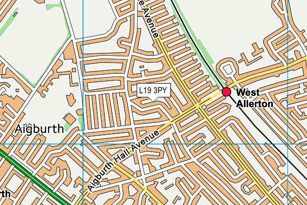 L19 3PY map - OS VectorMap District (Ordnance Survey)