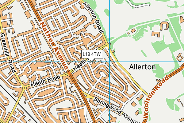 L19 4TW map - OS VectorMap District (Ordnance Survey)
