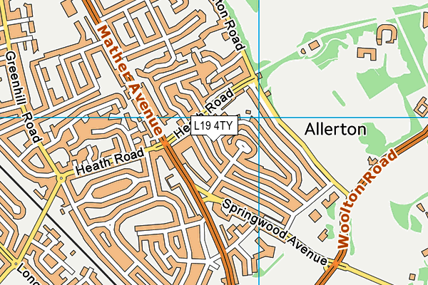 L19 4TY map - OS VectorMap District (Ordnance Survey)