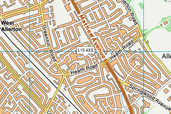 L19 4XS map - OS VectorMap District (Ordnance Survey)